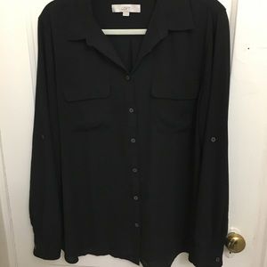 LOFT black utility blouse